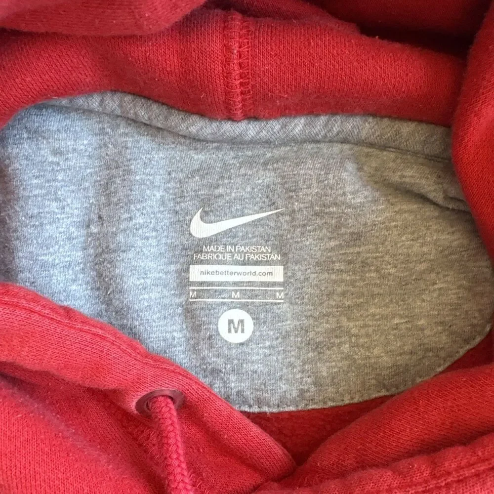Vintage Nike Hoodie Men Medium Red Sweatshirt Sweater Big Center Swoosh Y2K 00s